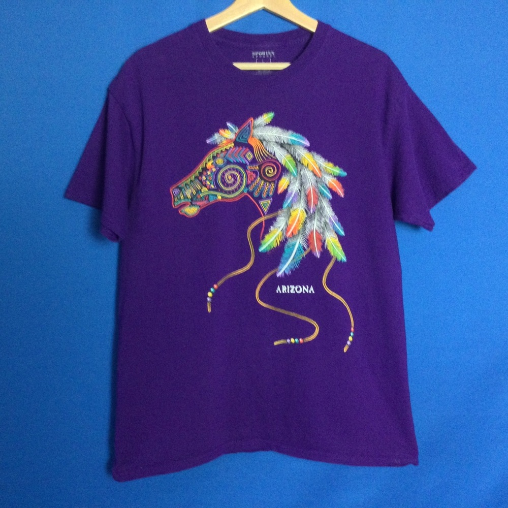 Horse T-shirt Large Vintage Sportex Apparel of Arizona Purple Unisex